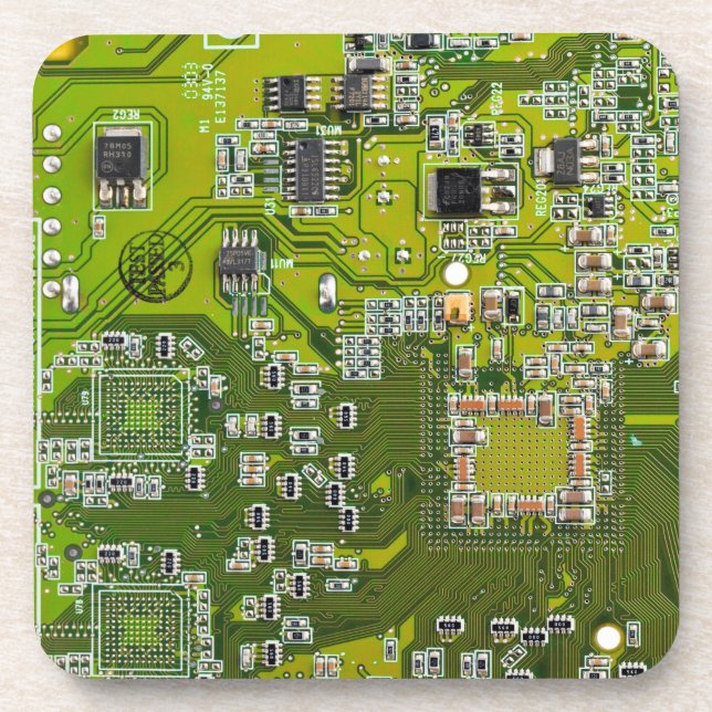 Light Green PCB Circuit Board Design for IT Pros Coaster (Front)