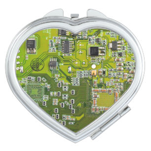 Light Green PCB Circuit Board Design for IT Pros Compact Mirror