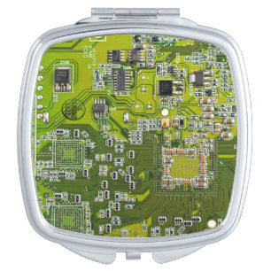 Light Green PCB Circuit Board Design for IT Pros Compact Mirror