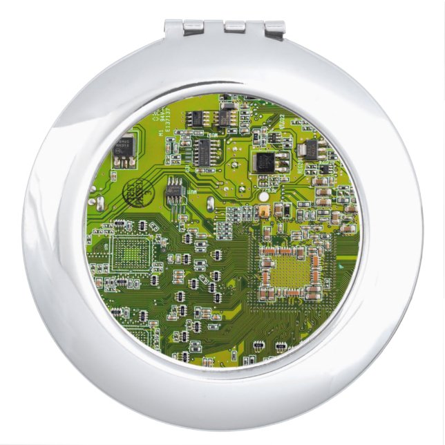 Light Green PCB Circuit Board Design for IT Pros Compact Mirror (Front)