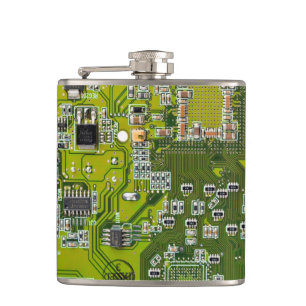 Light Green PCB Circuit Board Design for IT Pros Flask