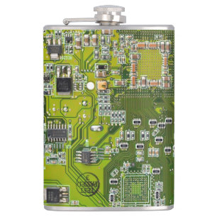 Light Green PCB Circuit Board Design for IT Pros Flask