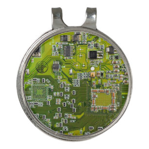Light Green PCB Circuit Board Design for IT Pros Golf Hat Clip
