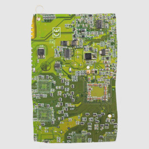 Light Green PCB Circuit Board Design for IT Pros Golf Towel