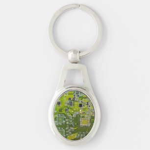 Light Green PCB Circuit Board Design for IT Pros Keychain
