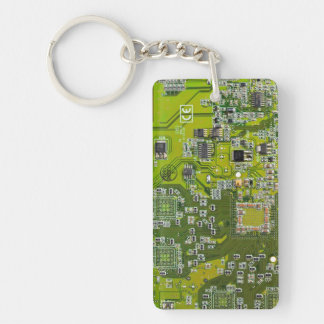 Light Green PCB Circuit Board Design for IT Pros Keychain