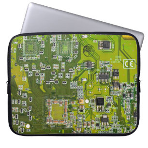Light Green PCB Circuit Board Design for IT Pros Laptop Sleeve