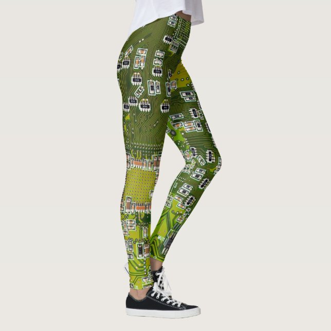 Light Green PCB Circuit Board Design for IT Pros Leggings (Right)