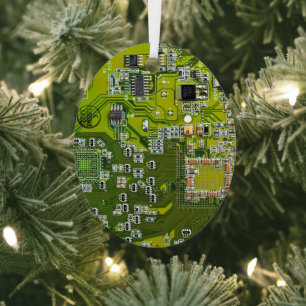 Light Green PCB Circuit Board Design for IT Pros Metal Ornament