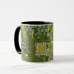 Light Green PCB Circuit Board Design for IT Pros Mug