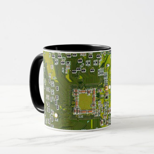 Light Green PCB Circuit Board Design for IT Pros Mug (Front Left)
