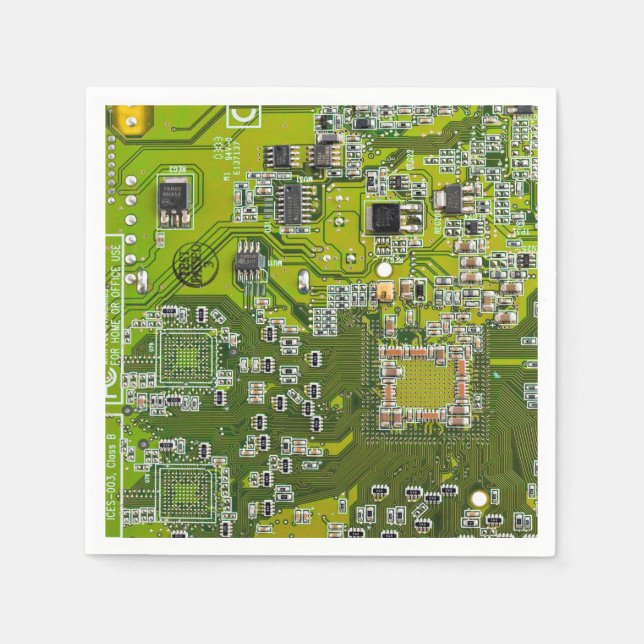Light Green PCB Circuit Board Design for IT Pros Napkins (Front)
