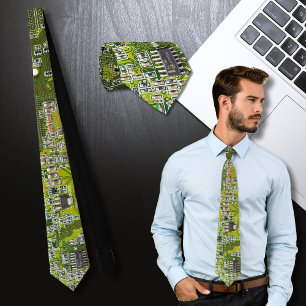 Light Green PCB Circuit Board Design for IT Pros Neck Tie