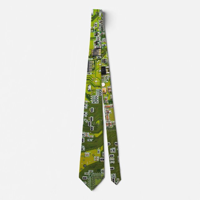 Light Green PCB Circuit Board Design for IT Pros Neck Tie (Front)