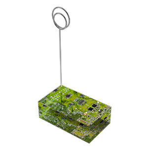 Light Green PCB Circuit Board Design for IT Pros Place Card Holder