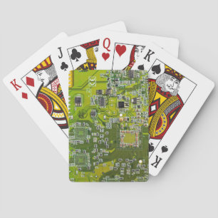 Light Green PCB Circuit Board Design for IT Pros Poker Cards
