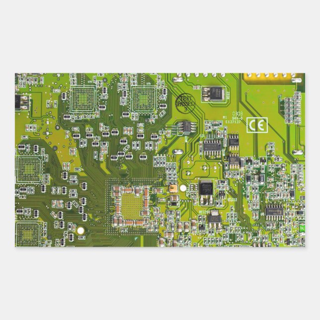 Light Green PCB Circuit Board Design for IT Pros Rectangular Sticker (Front)