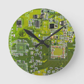 Light Green PCB Circuit Board Design for IT Pros Round Clock