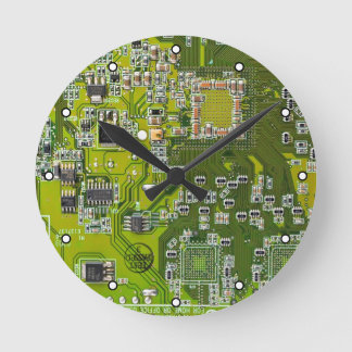Light Green PCB Circuit Board Design for IT Pros Round Clock