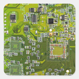 Light Green PCB Circuit Board Design for IT Pros Square Sticker