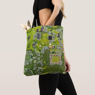 Light Green PCB Circuit Board Design for IT Pros Tote Bag