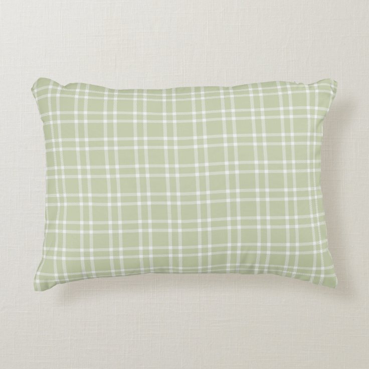 Light Green Plaid Decorative Pillow Zazzle