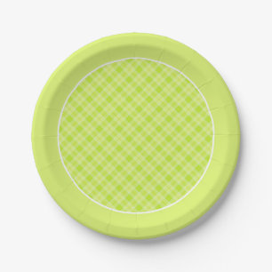 Light green plaid paper plates