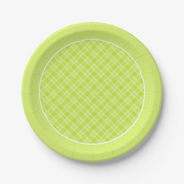Light green plaid paper plates (Front)