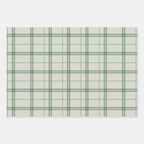 Light Green Plaid Pattern Check Print Tartan Wrapping Paper Sheets