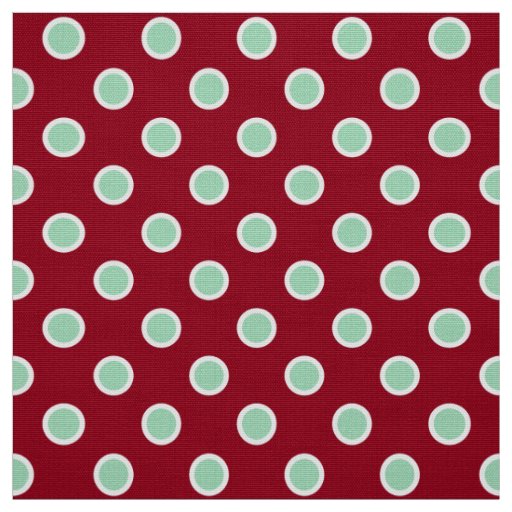 Light Green Polka Dots on Maroon Christmas Fabric