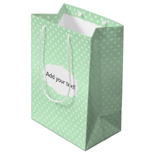 Light Green  Polka Dots Pattern Medium Gift Bag