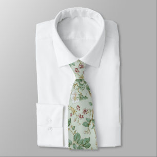 Light Green Porcelain Floral Wedding Groomsmen  Neck Tie
