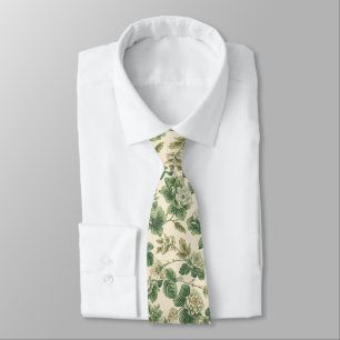 Light Green Porcelain Floral Wedding Groomsmen Neck Tie