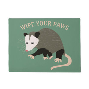 Light Green Possum Wipe Your Paws Welcome Doormat