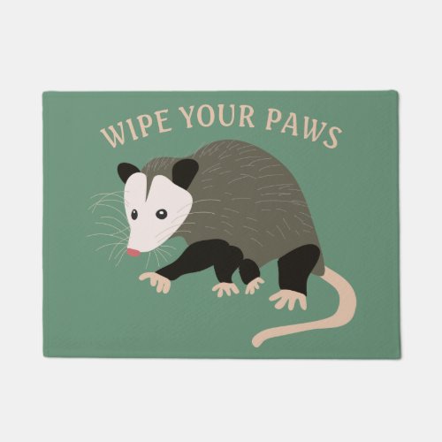 Light Green Possum Wipe Your Paws Welcome Doormat
