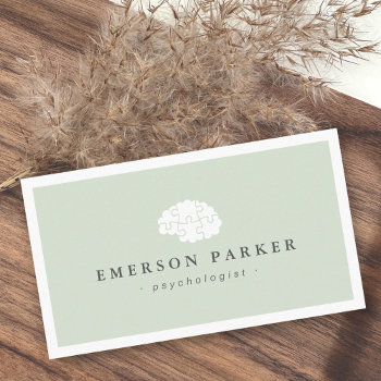 Light Green Psychologist Psychiatrist Counselor Business Card by TheStationeryShop at Zazzle
