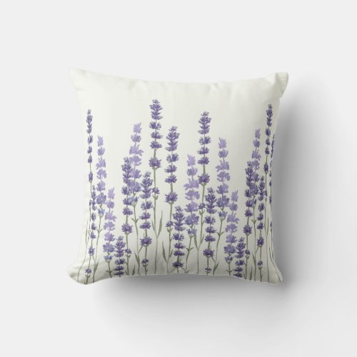 Light Green Purple English French Lavender Throw Pillow