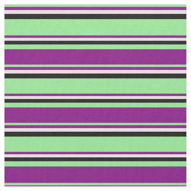 Light Green, Purple, Light Cyan & Black Colored Fabric (Close Up)