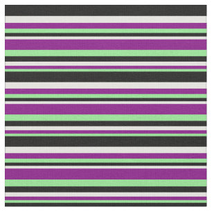 Light Green, Purple, Mint Cream, and Black Lines Fabric