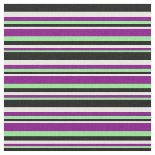 Light Green, Purple, Mint Cream, and Black Lines Fabric