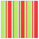 [ Thumbnail: Light Green, Red & Light Cyan Colored Stripes Fabric ]