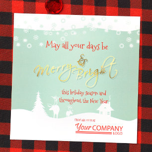 Light Green, Red Logo, White Snow Christmas Invitation