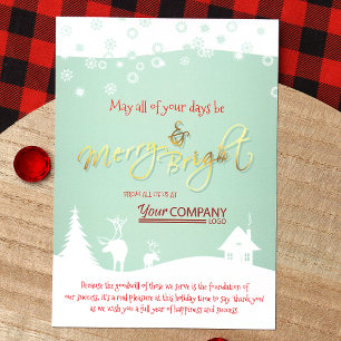 Light Green, Red Logo, White Snow Company Invitation