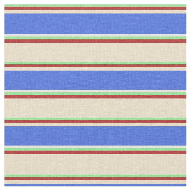 Light Green, Red, Tan, Royal Blue, and White Fabric (Close Up)