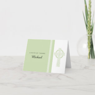 Light Green Religious Cross Thank You Card