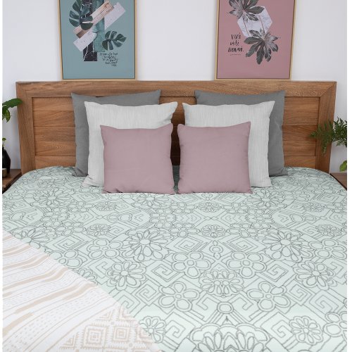 Light Green Retro Flower Pattern Duvet Cover