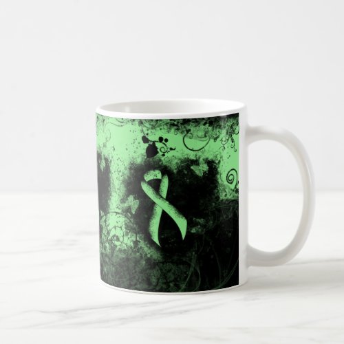 Light Green Ribbon Grunge Heart Coffee Mug