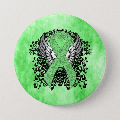 Light Green Ribbon with Wings Button