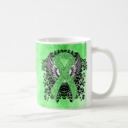 Light Green Ribbon with Wings Coffee Mug
