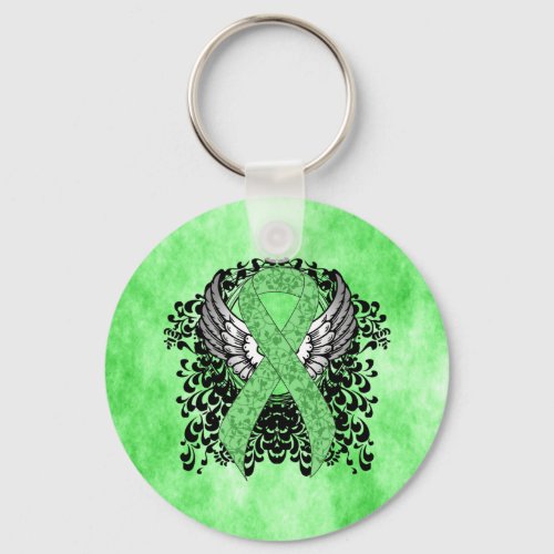Light Green Ribbon with Wings Keychain